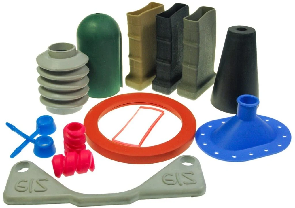 Rubber sample components in different shapes and constructions